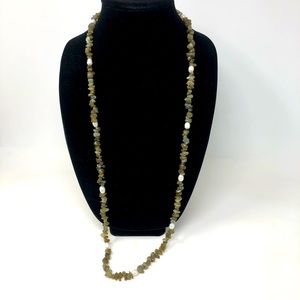 Natural Polished Stone and Pearl Necklace